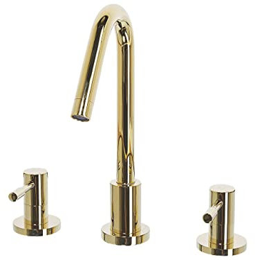 3-Loch-Waschbeckenarmatur glänzendes Gold Edelstahl Kalambo