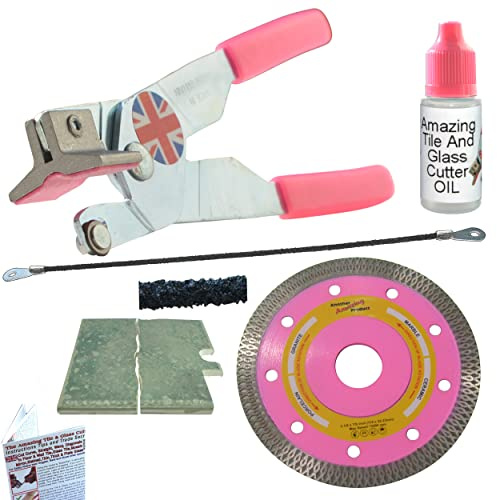 Glass and Tile Cutter Kit 1 Ceramic Tile Cutter 4 1/2 Angle Grinder Blade for Corner Cuts and Electrical Socket Cut Outs in Porcelain Round Hacksaw Blade for Cutting Notches in Ceramic Wall Tiles