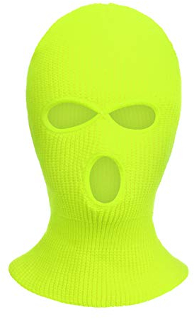 cinnamou Winter Gestrickte Balaclava mit 3 Löchern Winter Warme Strick-Sturmhaube für Outdoor Sport Ski Snowboard Fahrrad Motorradzubehör Nackenwärmer Einheitsgröße (Fluoreszierendes Gelb)