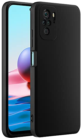 Cresee Coque pour Xiaomi Redmi Note 10 4G / Note 10S, avec Couche Intérieure en Fibre et Protection pour Caméra, Etui Housse Silicone Mince Souple Anti-Rayures Antichoc Case, Noir