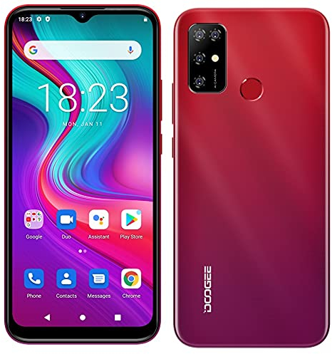 Smartphone Débloqué Android 11 DOOGEE X96 Pro, Octa Core 4Go + 64Go, Batterie 5400mAh, Caméra Quad 13MP, Écran Waterdrop 6,52 '', Téléphone Portable Dual SIM + SD (3 Slot), Empreinte Digitale Rouge