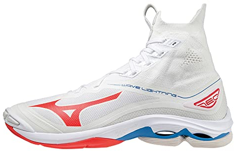 Mizuno Unisex Wave Lightning Neo Volleyball-Schuh, White/Ignition Red/French Blue, 50 EU