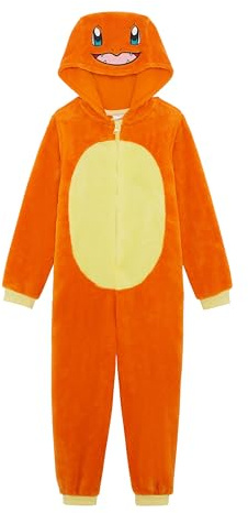 Pokémon Official Boys or Girls Hooded Onesie, Pikachu, Charmander, Gengar, Eevee, Snorlax, Squirtle, Age 3-12 Years