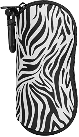 MoKo Brillenetui - [Ultra Lightweight] Neopren Reißverschluss Sonnenbrille Tasche mit Gürtelclip für Brillen, Rahmen, Tragbare Case für Schlüssel, Bleistifte, Karten - Zebramuster