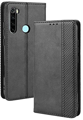 PEIYE Cover Pelle per Xiaomi Redmi Note 8 2021, Portafoglio PU Pelle Slot Schede, Custodia Cavalletto Stile Libro Chiusura Magnetica, Flip Case -Nero