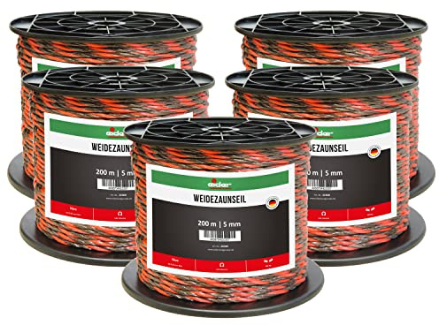 Eider Weidezaunseil, 5 mm Ø, braun/rot - 200 m Rolle - gut sichtbare Farbgebung - ideal für Pferde, Ponys & Rinder - Made in Germany (5 Rollen)