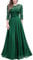 MIUSOL Women's Retro Floral Lace 3/4 Sleeve Wedding Bridesmaid Maxi Dress (XX-Large, Dark Green)