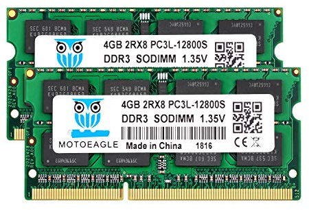 DDR3L-1600 SODIMM 4Gox2 PC3L 12800S RAM, DDR3 1600MHz 4Go PC3 12800S 204-Pin CL11 1.35V d'ordinateur Portable Mémoire