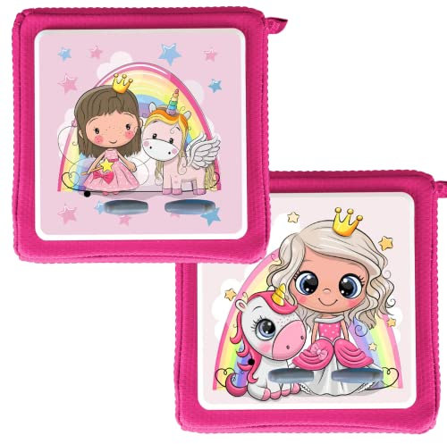 MeinBaby123® Schutzfolie kompatibel mit Toniebox 2er Set | Schutzcover selbstklebend | Premium Qualität | Aufkleber passgenau I Folie Sticker I Toniebox Zubehör (2er Set Fee & Prinzessin)