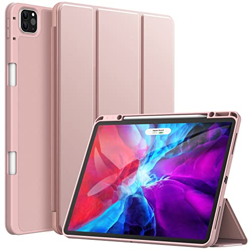 JETech Coque pour iPad Pro 12,9 Pouces (Modèle 2020/2018, 4ème/3ème Génération) avec Porte-Stylet, Support la Charge de 2e Pencil, Étui Mince Tablette avec Dos en TPU Souple (Or Rose)