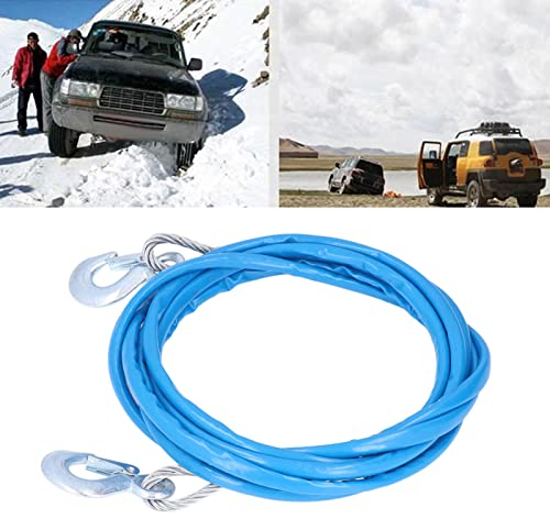 Cuerda de Remolque, Cable de Remolque de Coche de Acero con Ganchos, Cuerda de Remolque con una Capacidad de hasta 7000 Kg, para Coches, Vehículos Todoterreno Y Mini Camiones, 12 Mm X 5 M, Azul