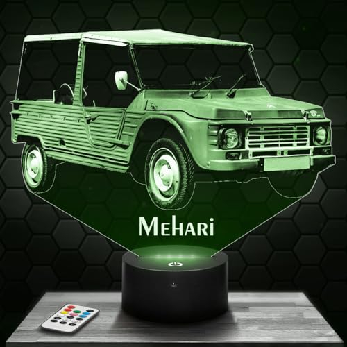 Nachttischlampe - Touch-Nachtlicht Auto Mehari 3D-LED-Lampe Illusion, Geschenkidee Weihnachten Geburtstag Junge und Mädchen Nachttischlampe Kinder- oder Erwachsenenzimmer