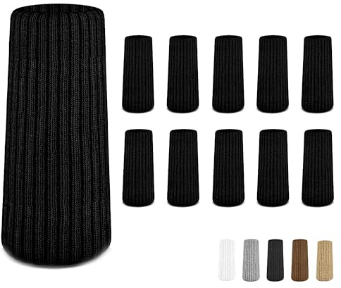 48 Pcs Black Premium Chair Leg Socks Protectors for Hardwood Floors - Do not Easily Fall Off - Very Easy to Put on - Fits All Leg Shapes - High Elastic Bar Stool Leg Covers - Furniture Pads…