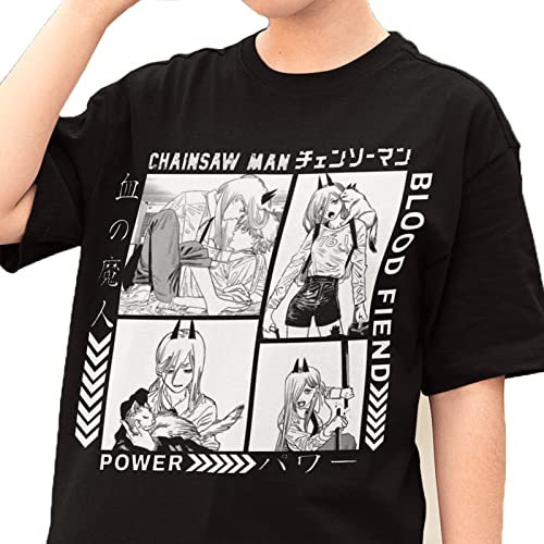 MEDM Chainsaw Man Power Japanese Manga T-Shirts for Women Men Clothes Denji Aki Makima Chainsaw Man Anime Oversized Tshirt Clothes