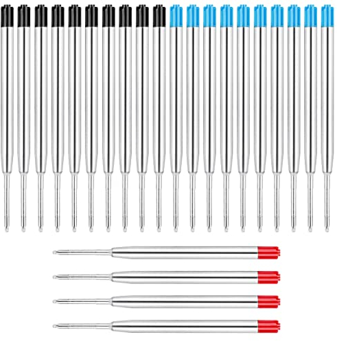 ENLACE Kugelschreiberminen Großraumminen Metall Kugelschreiber Ersatzminen für das G2-Format,24 x Kompatible Set Minen 1,0mm Strichstärke M,Schreibfarbe Blau Schwarz Rot