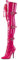 Stivali Alti alla Coscia in Pelle Verniciata da Donna, Stivali Alti al Ginocchio con Tacco A Spillo da 12 Cm, Modelli da Palcoscenico Scarpe da Pole Dance,Rose Red,40