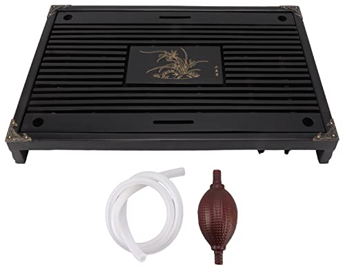 Tea Tray Wooden Small Gongfu Tea Table Set Coffee & Tea Supplies Tea Trays for Home Office Teahouse Cup Sleeves Drinkware (Black)