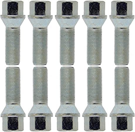 Set di 10 bulloni per ruota con testa conica, colore argento, M12 x 1,5, 24 mm