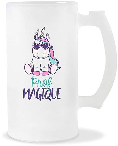 Chope de bière Prof Magique Licorne | Verre à Bière Pinte Idée cadeau Original