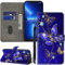 GLANDOTU Lederhülle für Huawei P20 Pro Hülle, Kartensteckplätzen Muster Flip Motive Wallet Handyhülle Tasche Case Schutzhülle Kompatibel mit Huawei P20 Pro Hülle - Diamant-Schmetterling