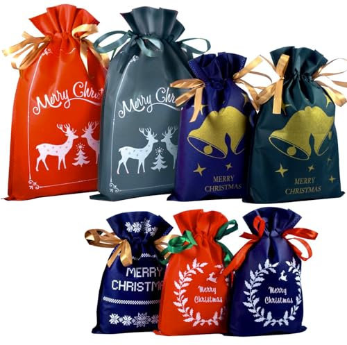 8 Weihnachtstüten mit Kordelzug 3 Grössen 4 Motive Geschenktüten 22251