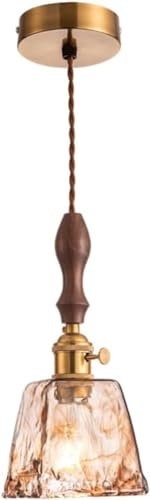 NEAFP Lampe de lustre, plafonnier suspendu en laiton nostalgique rétro japonais, luminaires suspendus en verre soufflé à la main, lampes à suspension de base E27/E26, de bar de chambre d'hôtes, café