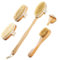 SAMEBUTECO Trockenbürsten-Set aus Holz, langer Griff mit 3 abnehmbaren Köpfen, Gesichtsbürste, natürliches Wildschweinborsten-Peeling für Lymphdrainage und Cellulite-Behandlung, Rücken zum Duschen,