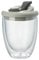 Soulnioi Verre à café 350 ml à double paroi isotherme avec couvercle en silicone pour thé, expresso, jus de fruits, pour café, bureau et maison, noir
