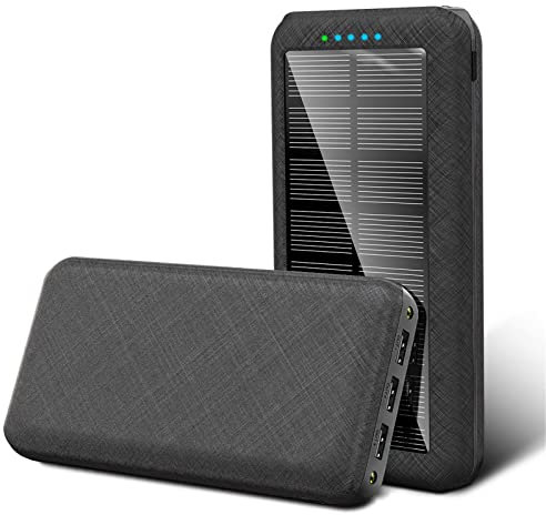Portable Charger Power Bank Fast Charging External Battery Pack 10W Fast Qi Wireless Charger, 10000/20000Mah Solar Power Bank PD USB Powerbank Waterproof Powerbank for IOS, Android,Black,200