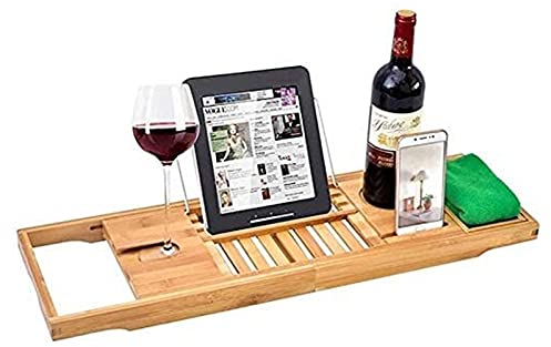 Badewannenabdeckung, luxuriöses Badezimmer, Bambus-Badregal, Badewannentablett, Badewannenhalter, Brücke, Badewannen-Caddy, Tablettregal, Weinhalter, Badewannenregal-Unterstützung, Faltbare Badew