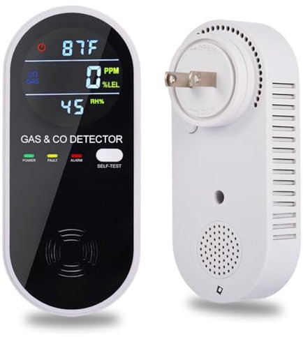 Kohlenmonoxid Melder und Erdgasdetektor,4 in 1 CO Melder mit Licht Sprachalarm Temperatur Feuchtigkeitsüberwachung,Geeignet für Küchen,Häuser,Hotels,1 Pack