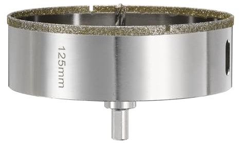 sourcing map Foret diamant – Scie-cloche de 125 mm – Outil de perçage de noyau de carrelage avec foret de guidage central pour verre, céramique, marbre, porcelaine, carrelage, quartz, pierres