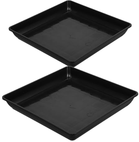 BESPORTBLE Square Plant Saucer: 2Pcs Plastic Plant Pot Tray, Flower Pot Saucers, 40CM Black Plant Water Drip Tray