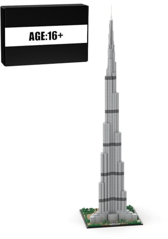 BrickCraftWorks 1/800 Maßstab Wahrzeichen Architektur Die Burj Khalifa Straße Bausteine Set, Stadt Sehenswürdigkeiten Bausteine Kit, Welt Architektur Modell Sammlung Kreativ für Erwachsene (3391PCS)