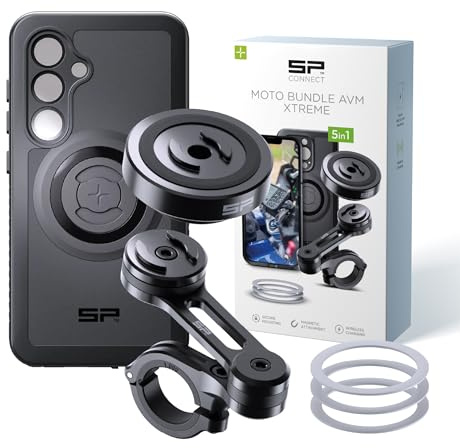 SP CONNECT Moto Bundle II AVM Xtreme | SPC+ | Halterung kompatibel mit Samsung S24 | Handyhalterung für Motorrad | Handyhalter Smartphone | Zubehör vibrationsgedämpft für Motorroller Moped