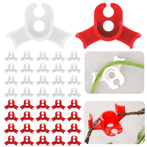Gjinxi 40PCs Low-Pressure Plant Training Clip, Lst Clips for Training Plant Stem Support, 90 Degrees Plant Stem Trainer Plastic Trellis Clips for Climbing Plants, Tomato Grape Plant Gardening