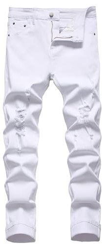 JENY-LUCK Men's Skinny Jeans Stretch Tapered Leg Ripped Jeans for Men Fashion Distressed Jeans Pants Slim Fit Jeans for Men Stretch Skinny Denim Jeans