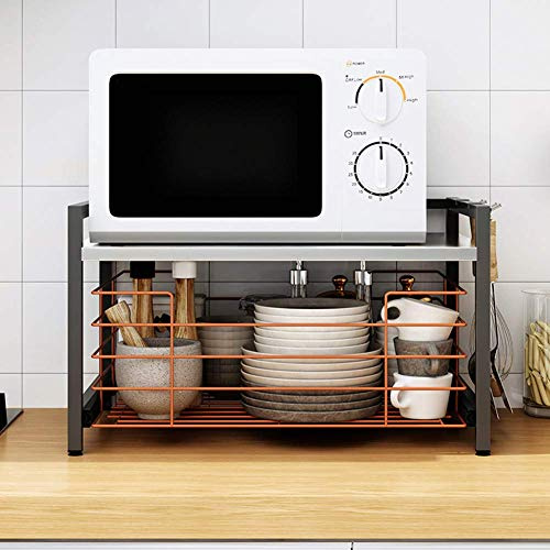 Tiiiopkvvv Microwave Oven Rack Double Stainless Steel Microwave Oven Rack Kitchen Counter and Cabinet Shelf