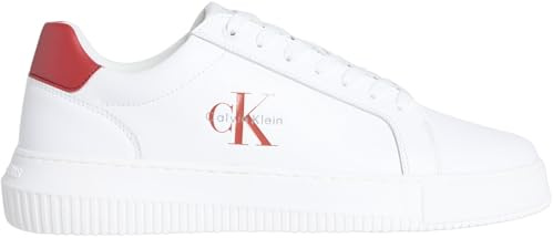 Calvin Klein Herren Cupsole Sneaker Chunky Mono aus Leder, Mehrfarbig (Bright White/Tandoori Spice), 41