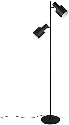 lightling Stehlampe Guido, mit Fußschalter, exkl. 2 x E27, max. 10W, Metall, Höhe 161 cm, Breite 48 cm, schwarz matt