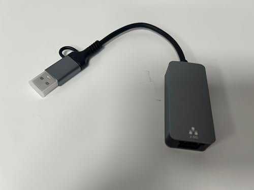 USB to Ethernet Adapter,2.5G USB C 2-in-1 Adapter Compatible with Thunderbolt 3 or USB 3.0, USB-C to RJ45 2.5 Gigabit LAN Ethernet, Compatible with Mac and Windows