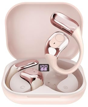 Aukvite AI Übersetzer Kopfhörer, 144 Sprachen Echtzeit, Übersetzungskopfhörer via Bluetooth 5.4, AI Kopfhörer Übersetzer mit APP, Echtzeit Translation Earbuds Unterstützt Musik (Rosa)