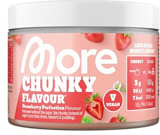 MORE Chunky Flavour, Strawberry 150 g, vegan | Geschmackspulver zum Süßen, ohne viel Zucker und Kalorien, mit Inulin und Laktase - made in Germany