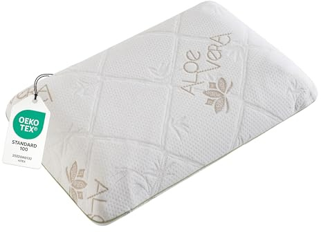 MEFOPILO Memory Schaum Kissen zum Schlafen 70x40x12 cm, Aloe Vera Extrakt Kissenbezug, viscoelastisches Kopfkissen, Ergonomisches nackenstütz Kissen, Rücken-, Bauch-, Seitenschläfer, weiß
