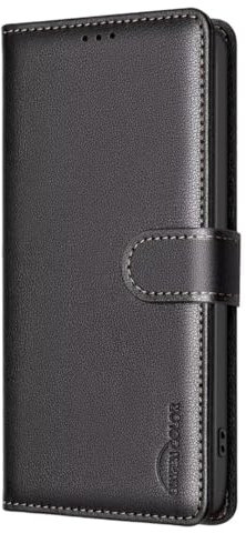 Handyhülle für iPhone 16e Hülle, PU Lederhülle Flip Case mit Kartenfach, RFID Schutz Handytasche Weiche Tasche Case Schutzhülle Klapphülle für iPhone 16e,schwarz