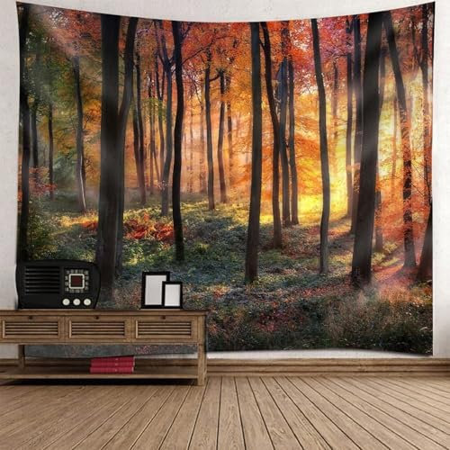 Aotiwe Wandteppich Boho XXL, Tuch Wandbehang Natürliche Landschaft Braun Orange Gelb 150x130cm