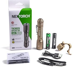 NEXTORCH TA30CS OPERATOR SAND Taktische LED Taschenlampe, 1600 Lumen, Kopf mit Nano- Keramik Kugeln, Stroboskopfunktion, inkl. farbgleicher FR-1 Führungshilfe