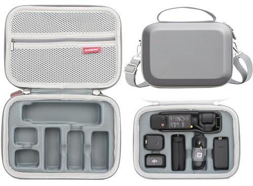 WOKEMA Father&I Osmo Camera Pocket 3 Combo Accessories Only (Carry-ing) Protective Protector Carrier Case Hard Storage Bag Holder for DJI Osmo Pocket 3 Bundle Crossbody&Two Way Zipper, Grey Morandi