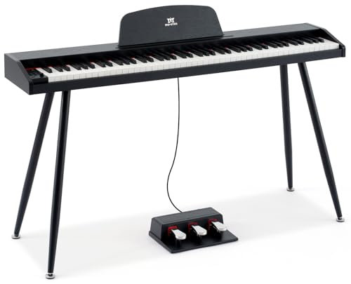 MUSTAR 88 Tasten Digital Piano für Anfänger, Keyboard Piano Volle Größe mit 3 Pedaleinheiten, Portable E-Piano, Home Digital Piano mit MIDI-USB und Ständer, Schwarz