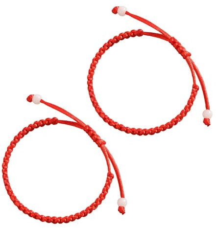 filheraze 2 Pcs Filo Rosso Del Destino, Filo Rosso Braccialetto Corda Rossa, Braccialetti Fortunati Regolabile, Per Amanti Maschili Femminili Genitori Bambini Elastico Braccialetto Amicizia